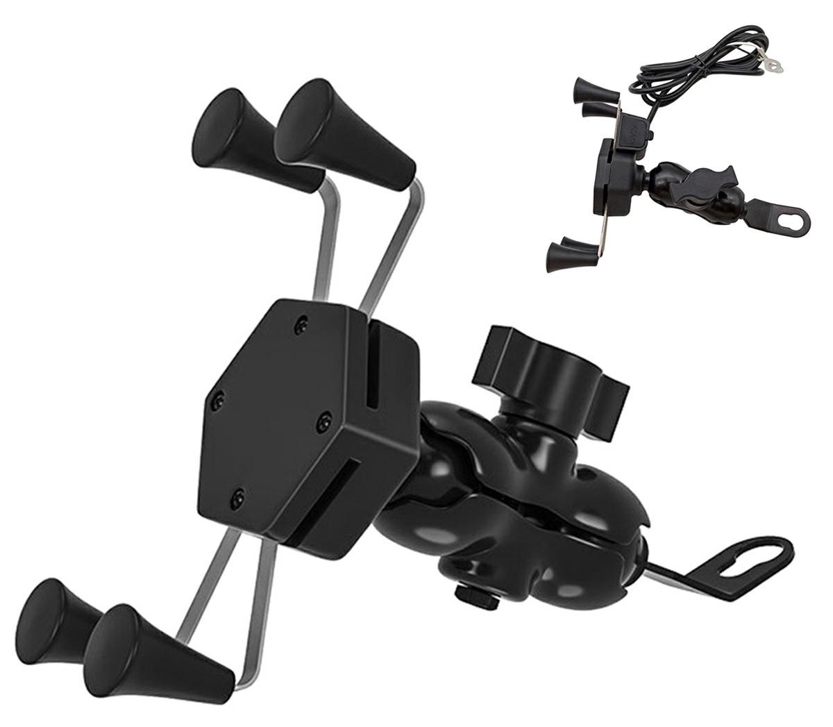 Suport telefon universal, pentru motocicleta, carlig prindere, port USB, plastic, 12 x 5 x 5,5cm, negru - imagine 7
